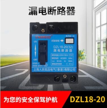 上海人民DZL18-20A DZ18L-32A家用漏電保護開關(guān) 漏保開關(guān)斷路器
