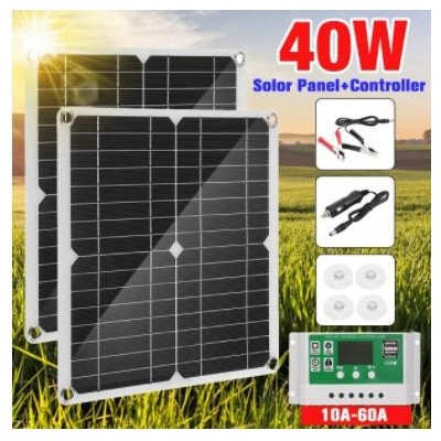 20W 30W 雙USB DC 18V柔性太陽能充電板汽車電池手機(jī)太陽能充電器