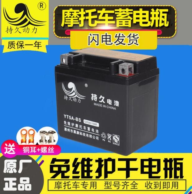 YT5A-BS摩托車電瓶12V5AH五巧格100羊喜悅本田小公主免維護(hù)蓄電池